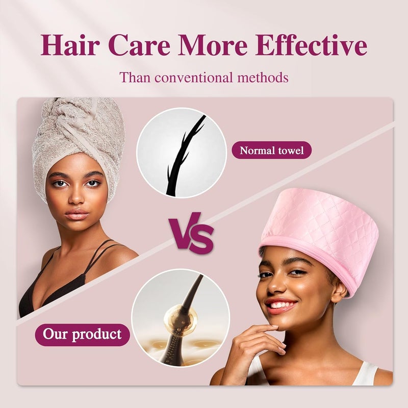 aopow Heat Cap for Deep Conditioning: 10-Level Heats Up Quickly 3 Time Settings Hair Steamer for Natural Hair Home Use Thermal Steam Cap for Black Hair Portable Heating Caps Pink - Image 3
